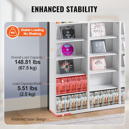 Media Storage Cabinet, 9-Layer DVD Shelf, Adjustable CD Shelves 27 Compartments, view 6