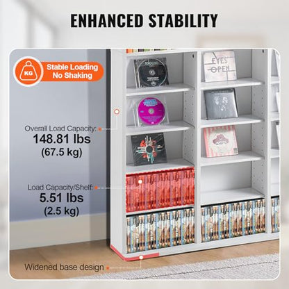 Media Storage Cabinet, 9-Layer DVD Shelf, Adjustable CD Shelves 27 Compartments, view 6