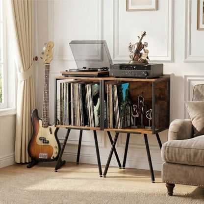 Record Player Stand with Storage Holds 100+ Vinyl Records, view 3