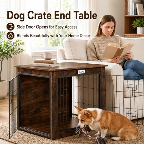Dog Crate Furniture with Reversible Side Door, view 3