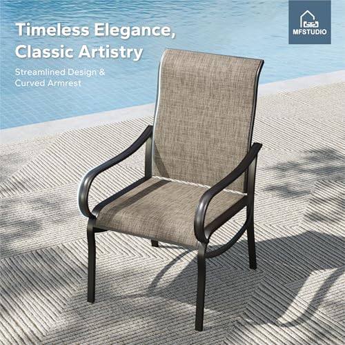 Patio Dining Chairs Set of 2, Deck Chairs with Breathable Quick-Drying Textilene Fabric & Sturdy Metal Frame, Outdoor Furniture Dining Chairs for Bistro Balcony Patio Yard