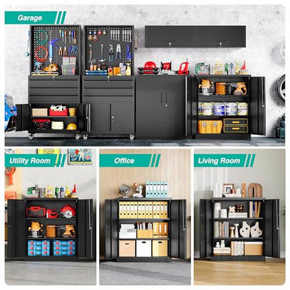 36 inch Metal Storage Cabinet with Doors and Shelves, view 5