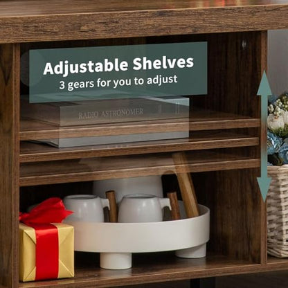 TV Stand for TV up to 65 Inches, TV Cabinet with Open Storage, TV Console Unit with Shelving for Living Room, Entertainment Room, Rustic Brown