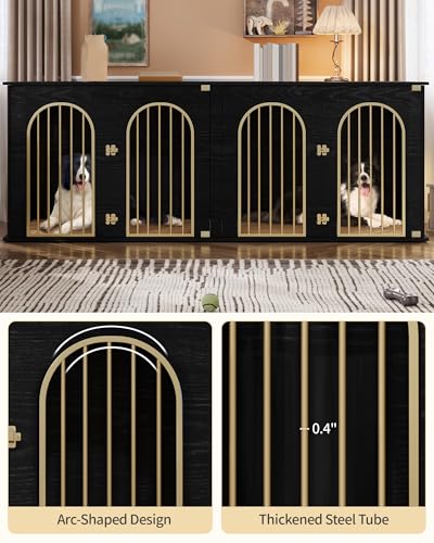 86.6 in Double Dog Crate Furniture, Dog Kennel Indoor with Cushion, view 6