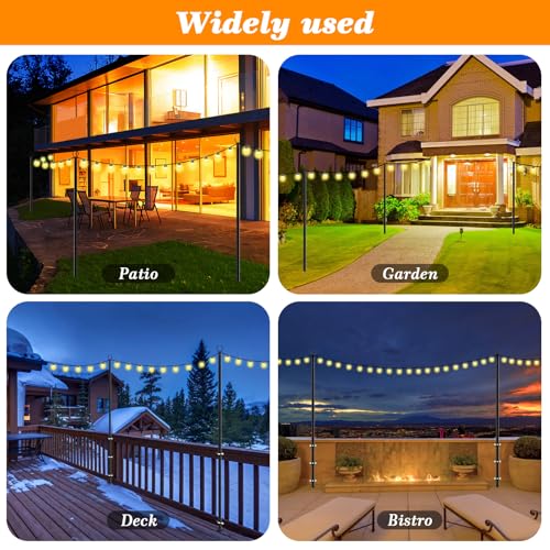 2 Pack String Light Poles,10 Ft Light Poles for Outside String Lights,Outdoor Lights Pole with Fork,Metal Poles Stand for Patio Deck Backyard (10FT 2 Pack)