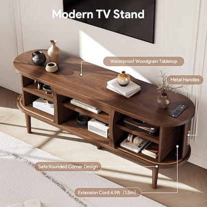 Mid Century TV Stand for TVs up to 65 Inches, Entertainment Center with Storage, view 7