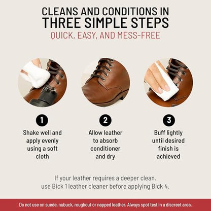 Bick 4 Leather Conditioner and Leather Cleaner 16 oz - Will Not Darken Leather - Safe For All Leather Apparel, Furniture, Jackets, Shoes, Auto Interiors, Bags & All Other Leather Accessories