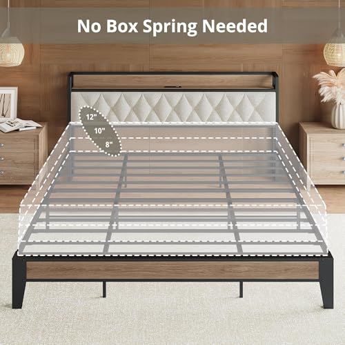 California King Bed Frame with Charging Storage Headboard, view 6