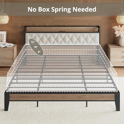 California King Bed Frame with Charging Storage Headboard, view 6
