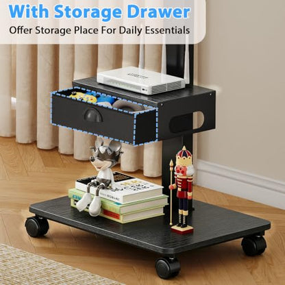 Rolling TV Stand With Drawer, TV Stand Cart On Wheels For 30-75 Inch TVs, view 5