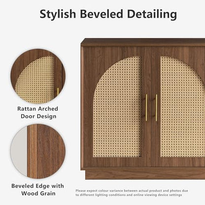 31.7" Sideboard Buffet Cabinet with Storage, Natural Walnut, view 4