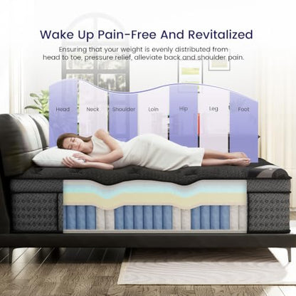 (High-End Upgraded) Luxury 12 Inch Queen Size Hybrid Mattress in a Box, view 5