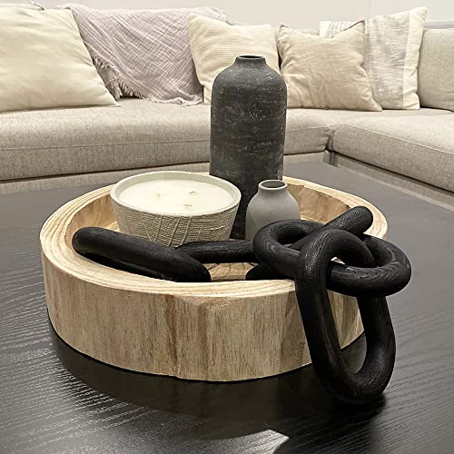 5-Link Black Wood Chain Link Decor, Wooden Decorative Chain Home Decor Accents, Coffee Table Decor, Shelf Decor Aesthetic, Modern Bookshelf Table Decorative Objects for Living Room