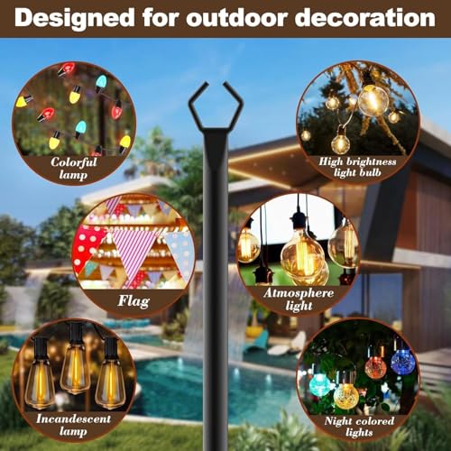 10Ft String Light Poles 4 Pack, Light Poles for Outside Lights, view 5