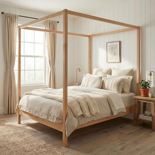 Wooden Canopy Bed with Four Posters, view 6