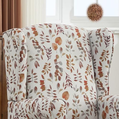 Modern Accent Chair,Comfy Upholstered Armchair with Retro Wood Legs,Floral Design Single Sofa Chair,Living Room Furniture for Apartment,Bedroom,Office,Linen Fabric,Floral Yellow