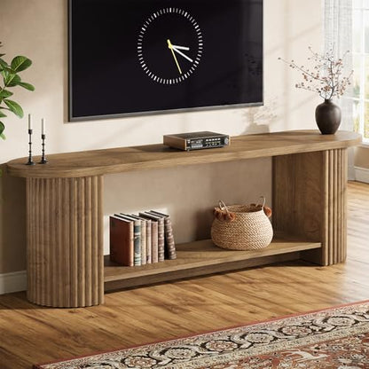 63" Fluted TV Stand for 50/55/65/75-Inch TV, Farmhouse TV Table, view 2