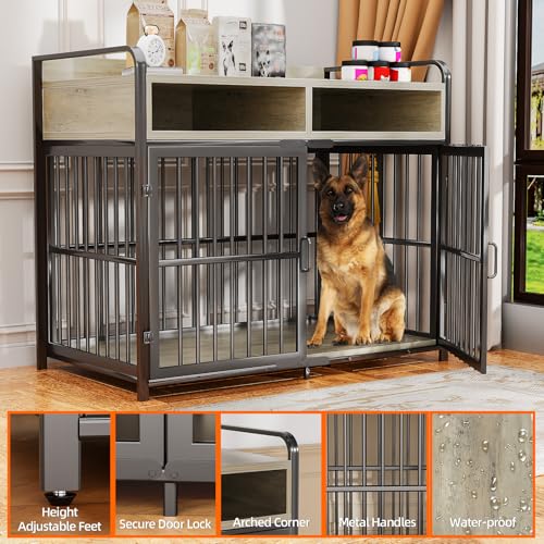 Large Dog Crate Furniture with Drawers Storage, view 6