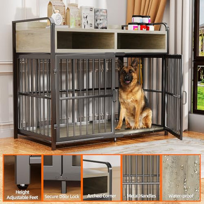 Large Dog Crate Furniture with Drawers Storage, view 6