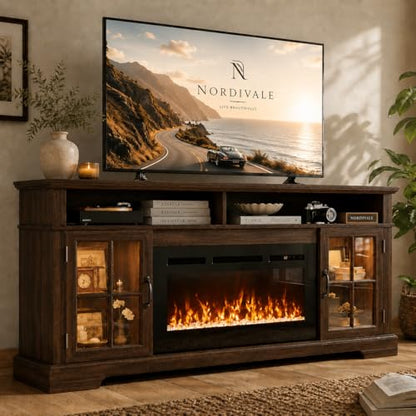 70" Farmhouse Fireplace TV Stand for TVs up to 80", view 2