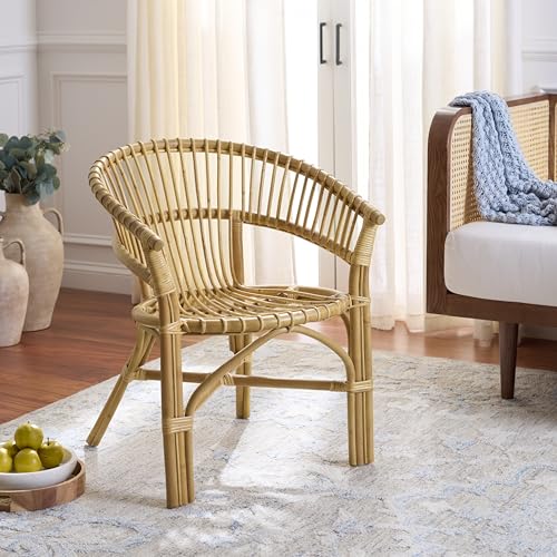 SAFAVIEH Furniture - Varvara Woven Accent Chair - Natural Rattan - Fully Assembled - Ideal for Living Room, Bedroom, Dining Space, 16" Seat Height (ACH9905A)