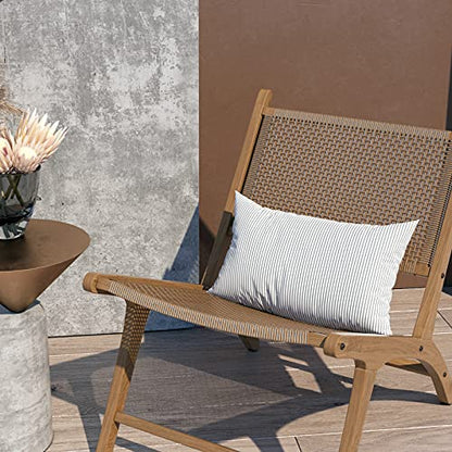 Outdoor/Indoor Lumbar Pillow Covers ONLY Patio Decorative Lumbar Pillow Cases Fade Resistant Cushion Cases for Outdoor Home Patio Furniture, 12” x 20” Pack of 2 - Stripe Grey