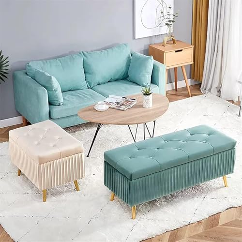 Velvet Storage Bench with Gold Metal Legs Stylish Bedroom Ottoman Bench for Living Room Entryway Hallway Foot Rest Furniture Purple 100x40x45cm