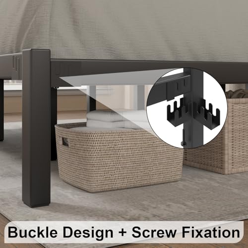 Full Metal Platform Bed Frame with Headboard, Stable & Noiseless, Black, view 8
