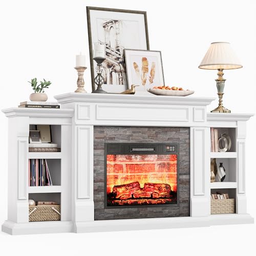 72" Electric Fireplace with Mantel, Fireplace TV Stand for TVs Up to 80 Inch, view 2