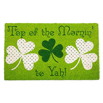 Indoor/Outdoor Natural Coir Fiber Spring/Summer Doormat, 17x29, Top of The Mornin' to Yah!