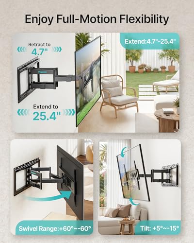 Full Motion TV Wall Mount for 37-90 Inch TVs up to 176lbs, view 4