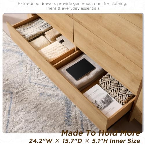 60" Modern 6 Drawer Dresser for Bedroom, 20" Depth for More Storage, view 7