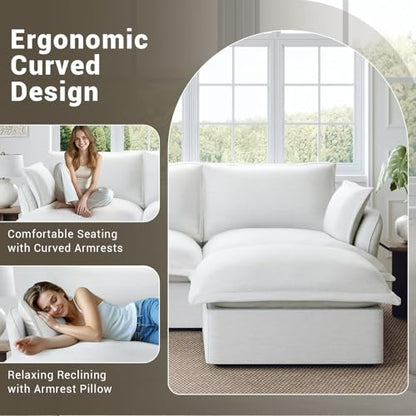111” Oversized Modular Sectional Sofa, Comfy Down Fill Cloud Couch, L Shaped 4 Seater Couches with Washable Cover, Convertible Sectional Couches for Living Room, Cream White