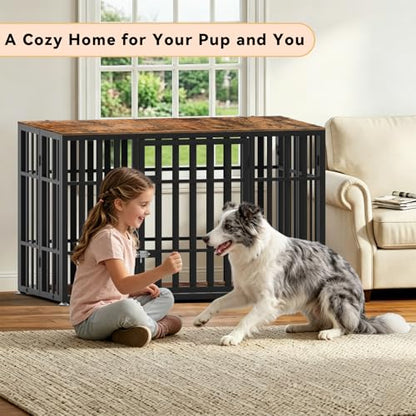 46 Inch Heavy Duty Dog Crate Furniture for Large Dogs, view 7