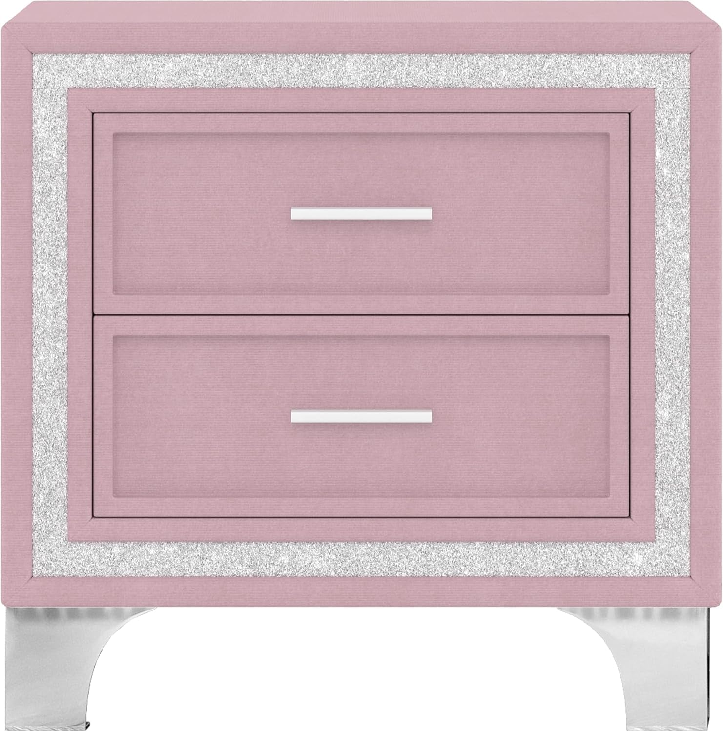 Bedroom Sets, 3-Pieces Bedroom Sets, Queen Size Upholstered Platform Bed with LED Lights and 2 Nightstands, Pink