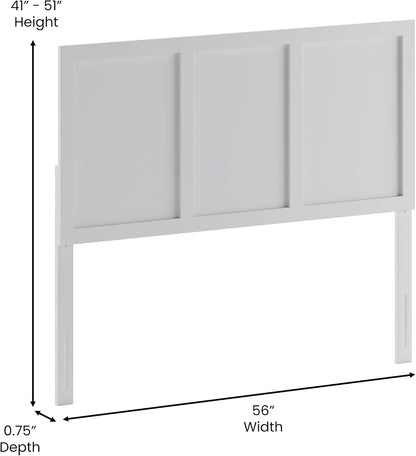 Omar Full Size Wooden Headboard Only, Three Panel Headboard in White