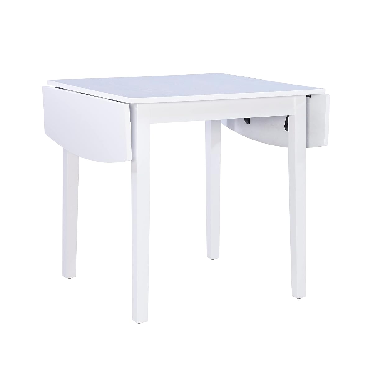 Torino White 30" Square Drop Leaf Table - 30" X 48" Fully Extended
