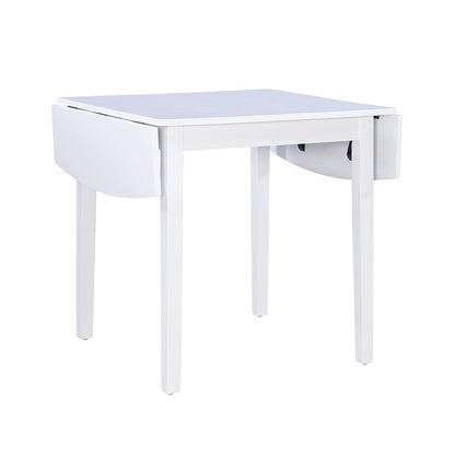 Torino White 30" Square Drop Leaf Table - 30" X 48" Fully Extended