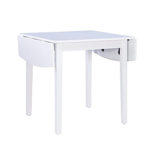 Torino White 30" Square Drop Leaf Table - 30" X 48" Fully Extended
