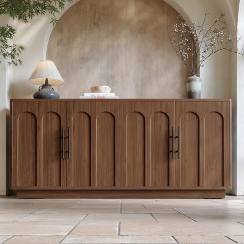 67" Arched Walnut Sideboard Buffet Cabinet with Storage, view 2