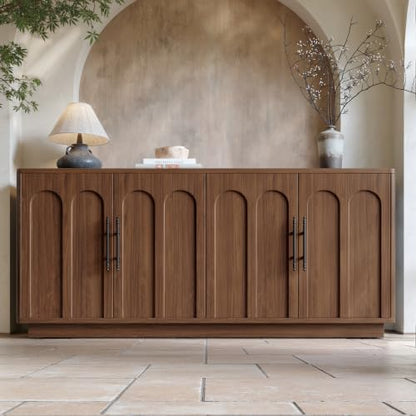 67" Arched Walnut Sideboard Buffet Cabinet with Storage, view 2