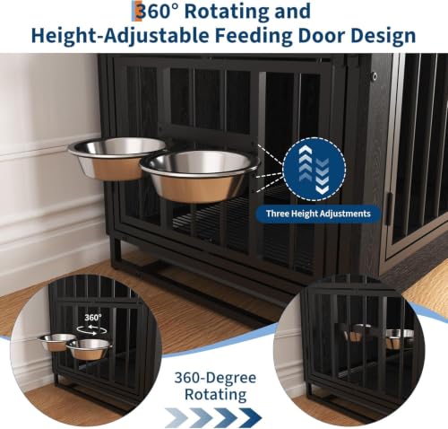 45.3" Dog Crate Furniture, Wooden Dog Kennel End Table, view 6