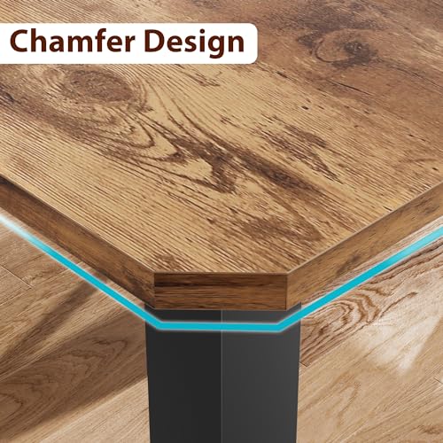 Industrial Dining Table for 6-8 People, 78.7" Long Kitchen Table with Sturdy Metal Frame & Seats 6 Rectangular Counter for Dinner, Kitchen, Office Desk (Only Table)