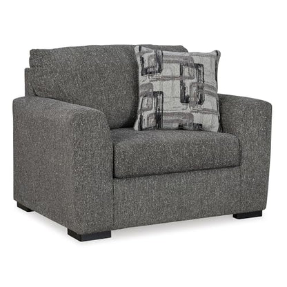 Signature Design by Ashley Gardiner Modern Upholstered Oversized Chair with 1 Throw Pillow, Gray
