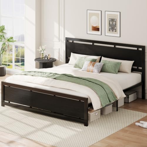 King Size Bed Frame with Headboard and Footboard, view 4