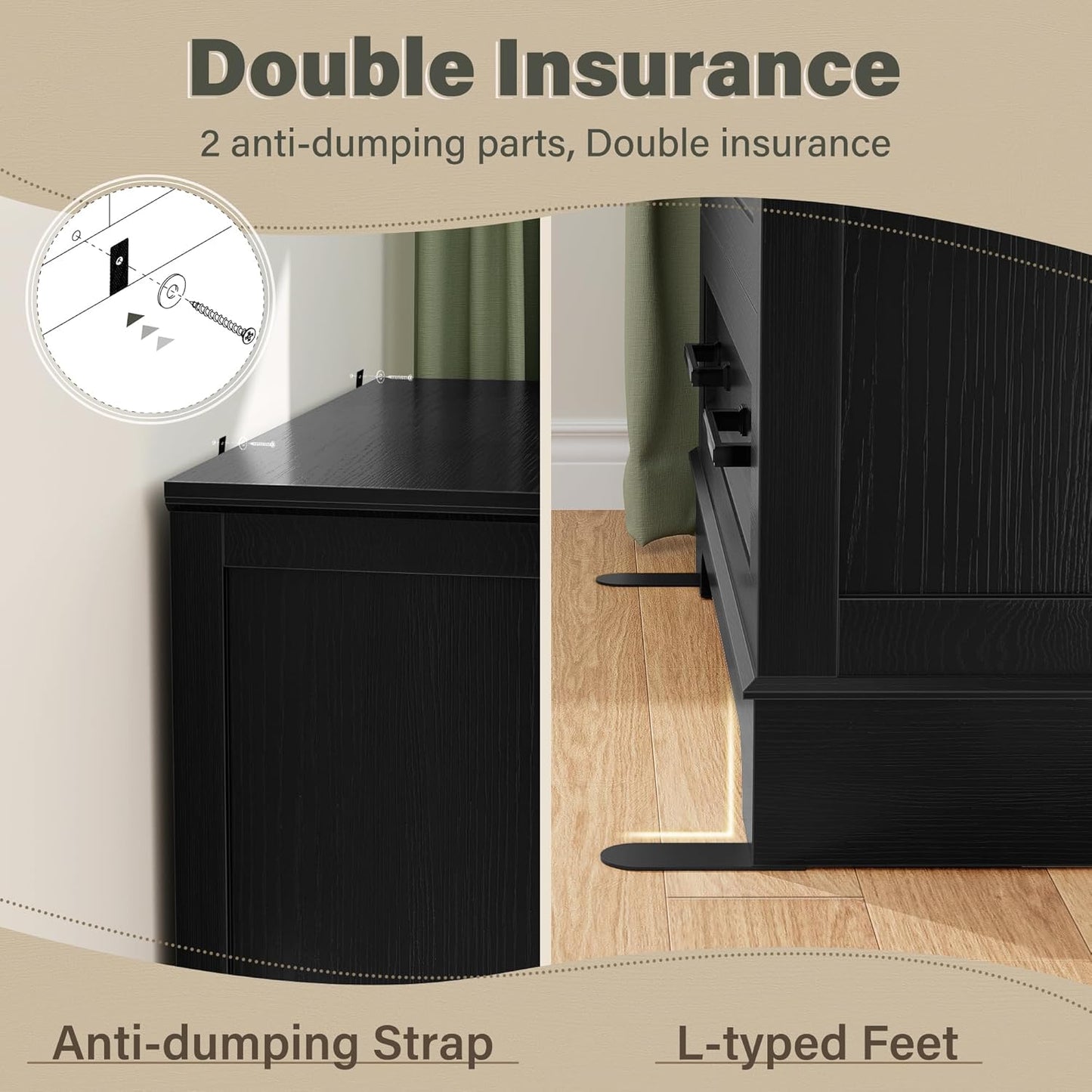 Dresser for Bedroom, Farmhouse 7 Drawers Dresser, Chest of Drawer Chest, Multi-Tier Clothing Storage Cabinet, Black