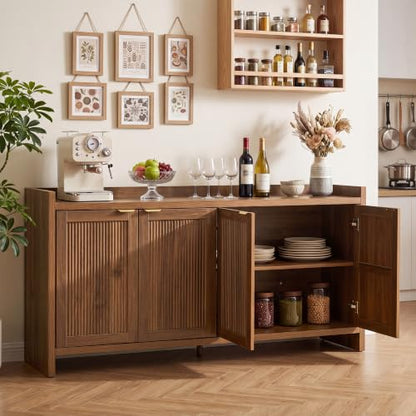 63" Fluted Sideboard Buffet Cabinet with Storage and 4 Doors, view 7