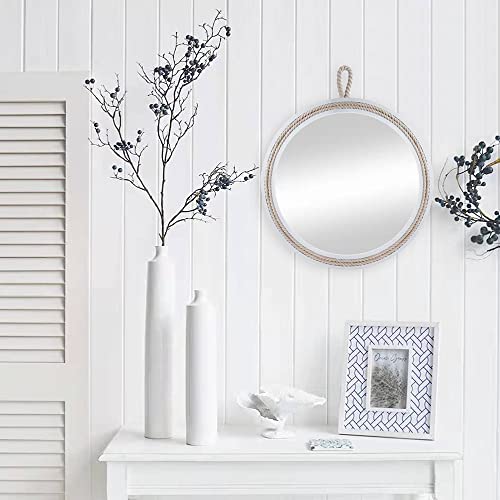 Small Decorative Mirror 11.4'' Round Hanging Mirror for Wall Nautical Rope Mirror for Bathroom Office Living Room All Occasions, White Accent 2