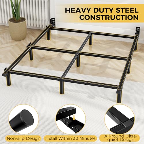 Full Size Bed Frame, 7 Inch Heavy Duty Metal Base for Box Spring, 9 Legs, view 6