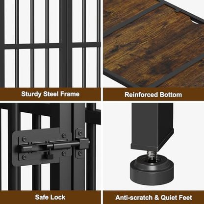 43" Foldable Dog Crate Furniture for Large Dogs, Brown（DC108）, view 7